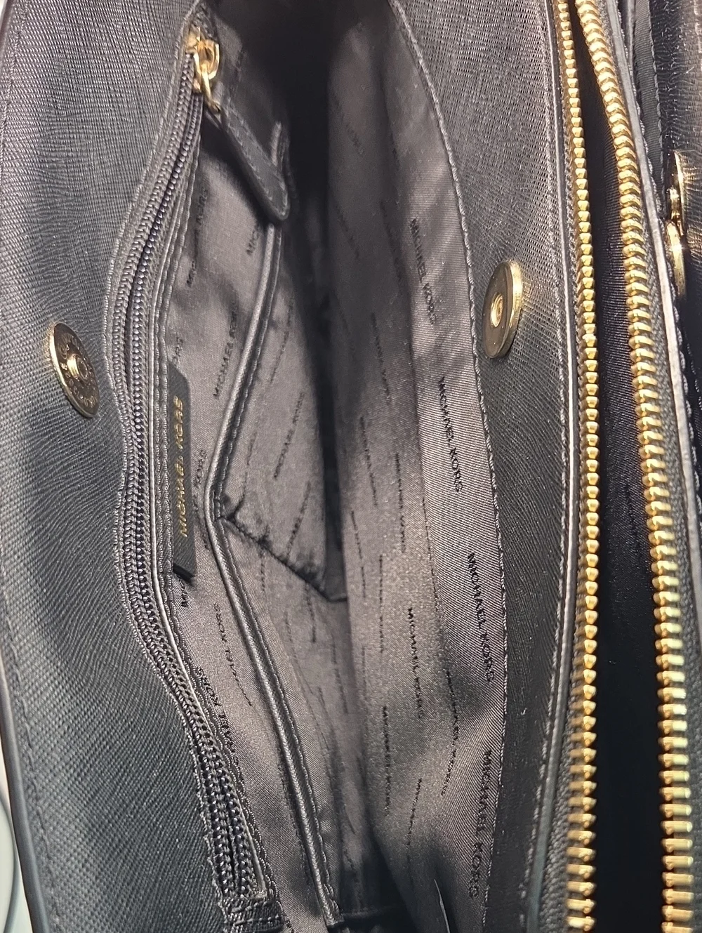 Michael Kors Savannah Large Black Saffiano Satchel with Gold Hardware